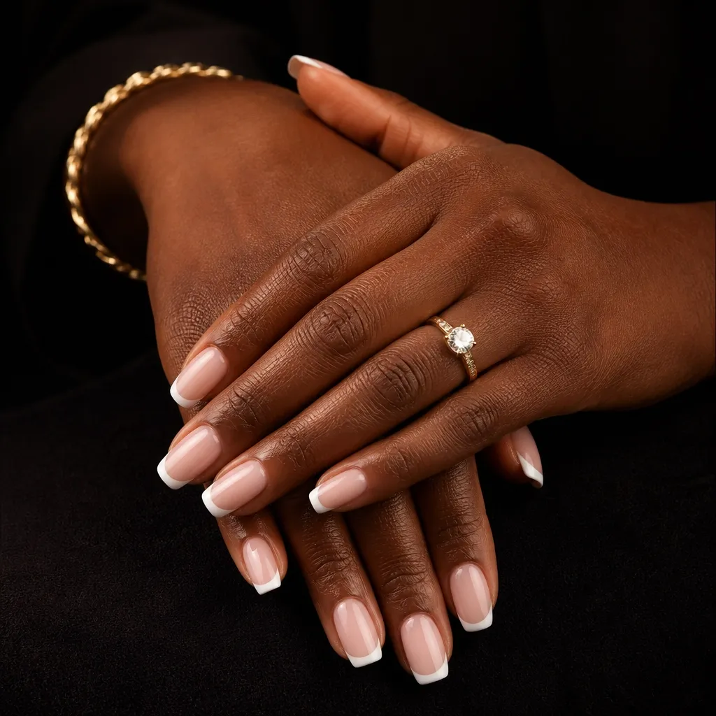 Classic French tip gel manicure
